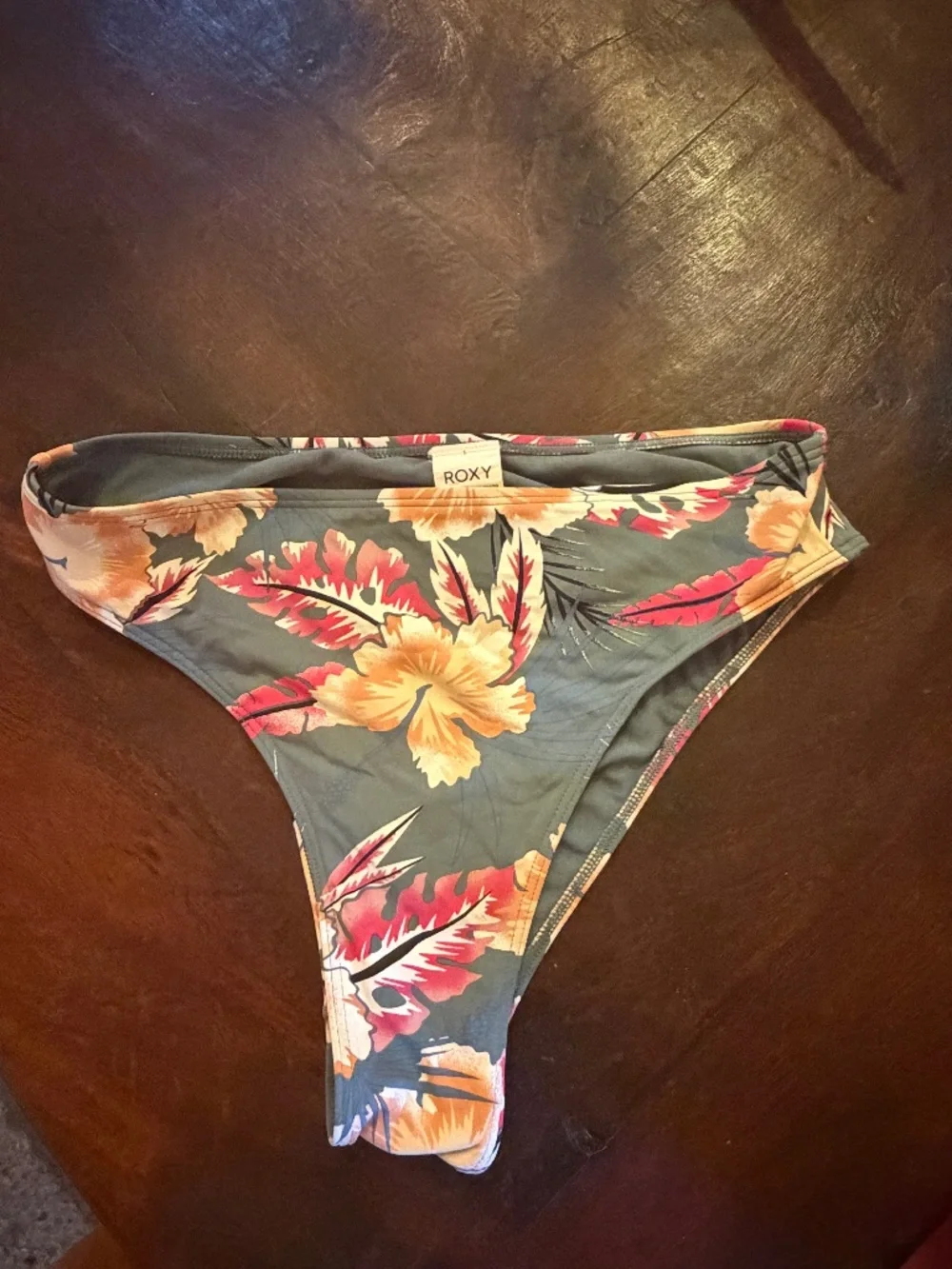 Roxy Green Tropical Print Bikini Bottoms NWOT Size M